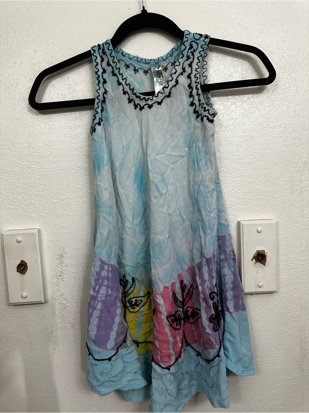 Island Company Light Blue Tie-Dye Butterfly Sundress with Pastel Accents